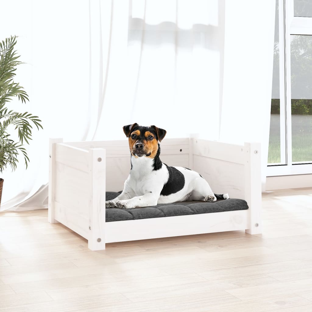 Vidaxl hondenmand 55,5x45,5x28 cm massief groenhout wit
