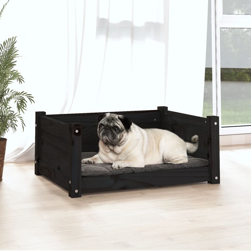 Vidaxl hondenmand 65,5x50,5x28 cm massief groenenhout zwart