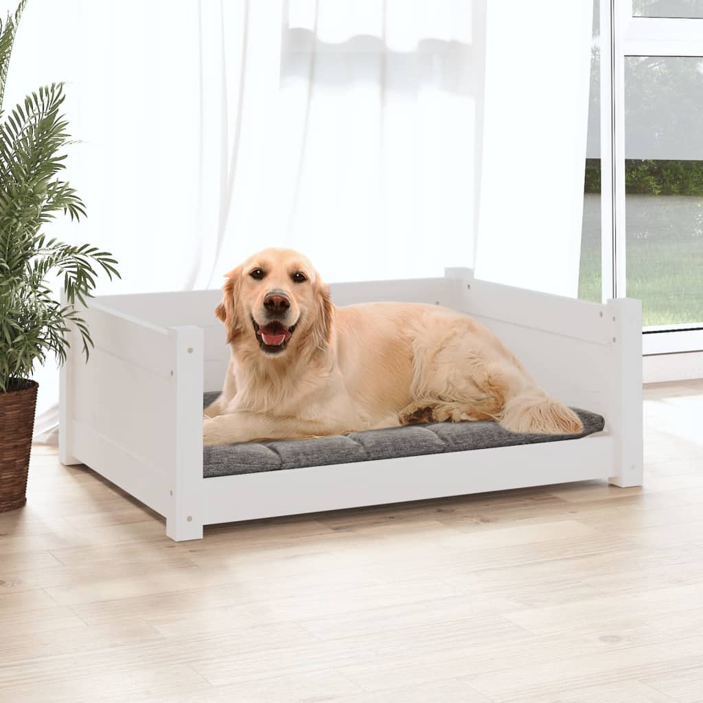 VidaXL Hondenmand 75,5x55,5x28 cm massief groenhout wit