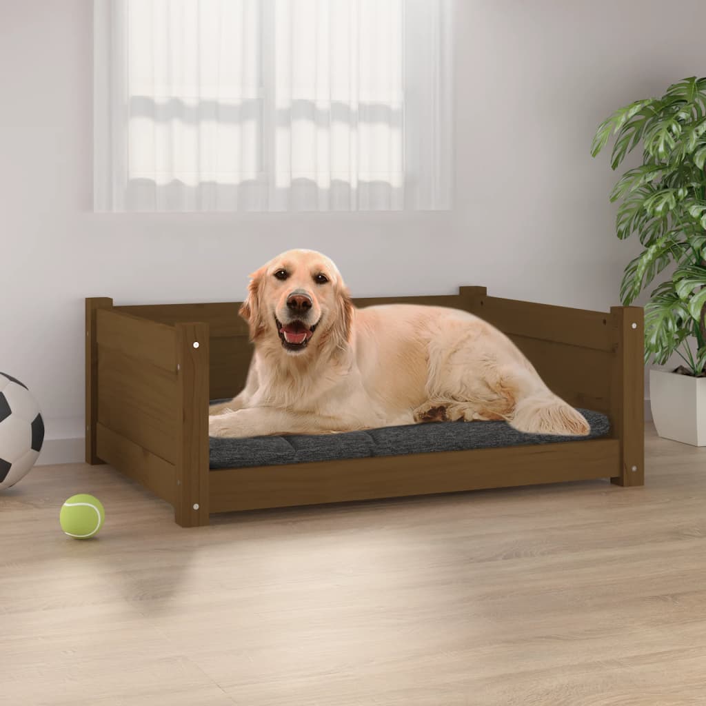 VidaXL Hondenmand 75,5x55,5x28 cm massief groenenhout honingbruin