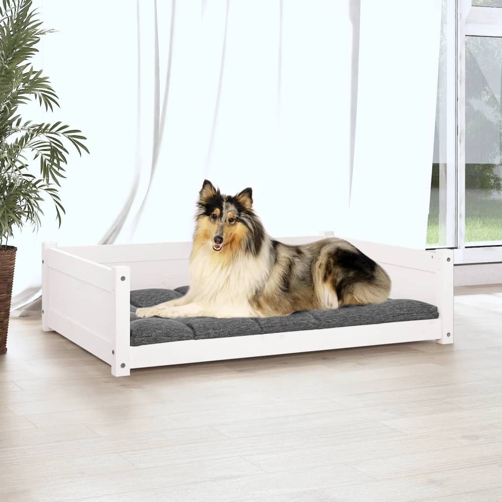 Vidaxl hondenmand 95,5x65,5x28 cm massief groenhout wit