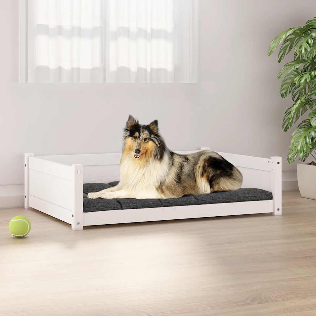 Vidaxl hondenmand 95,5x65,5x28 cm massief groenhout wit