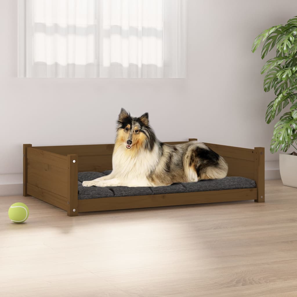 VidaXL Hondenmand 95,5x65,5x28 cm massief groenhout honingbruin