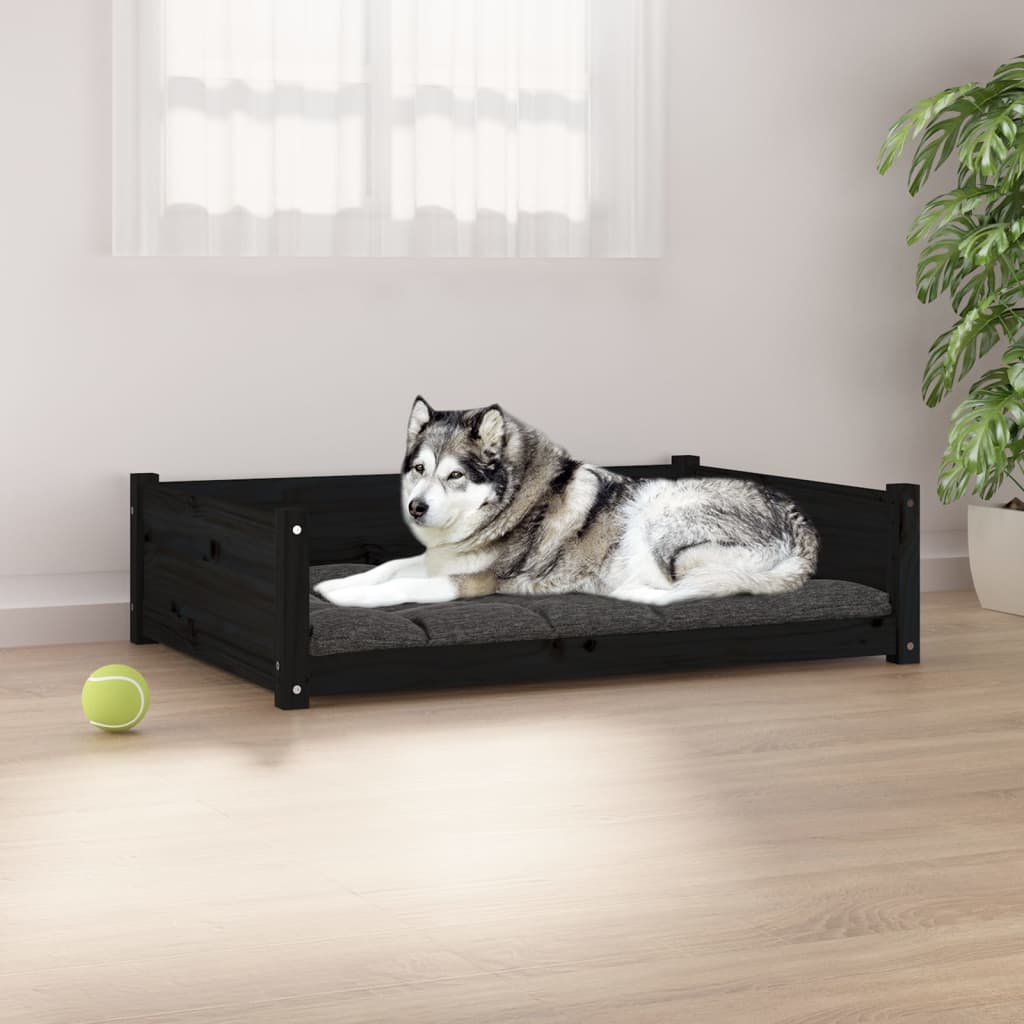Vidaxl hondenmand 105,5x75,5x28 cm massief grenenhout zwart