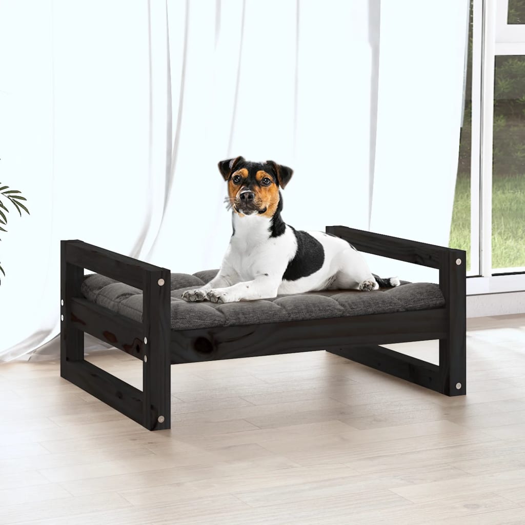 Vidaxl hondenmand 55,5x45,5x28 cm massief groenenhout zwart