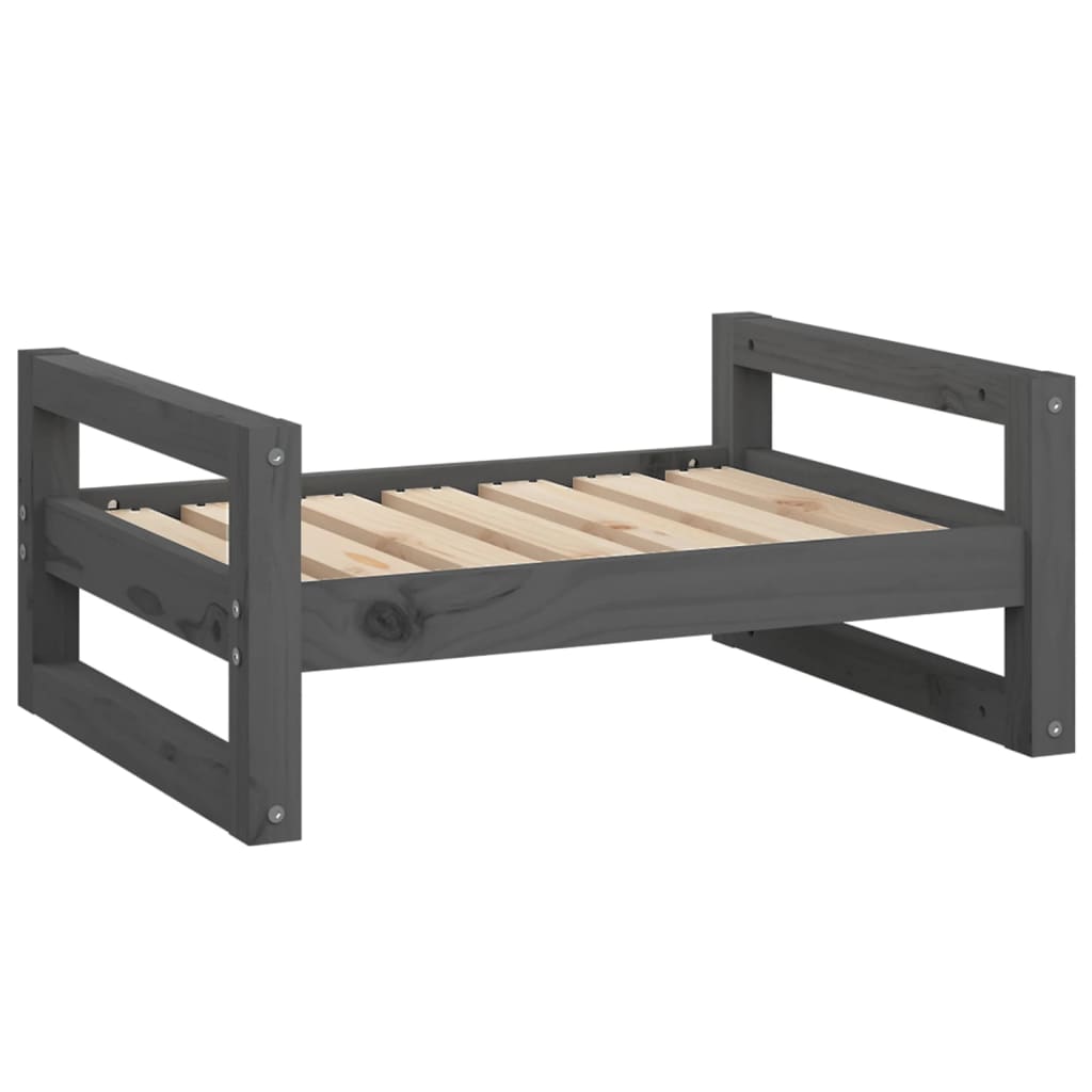 Vidaxl hondenmand 65,5x50,5x28 cm massief groenenhout grijs