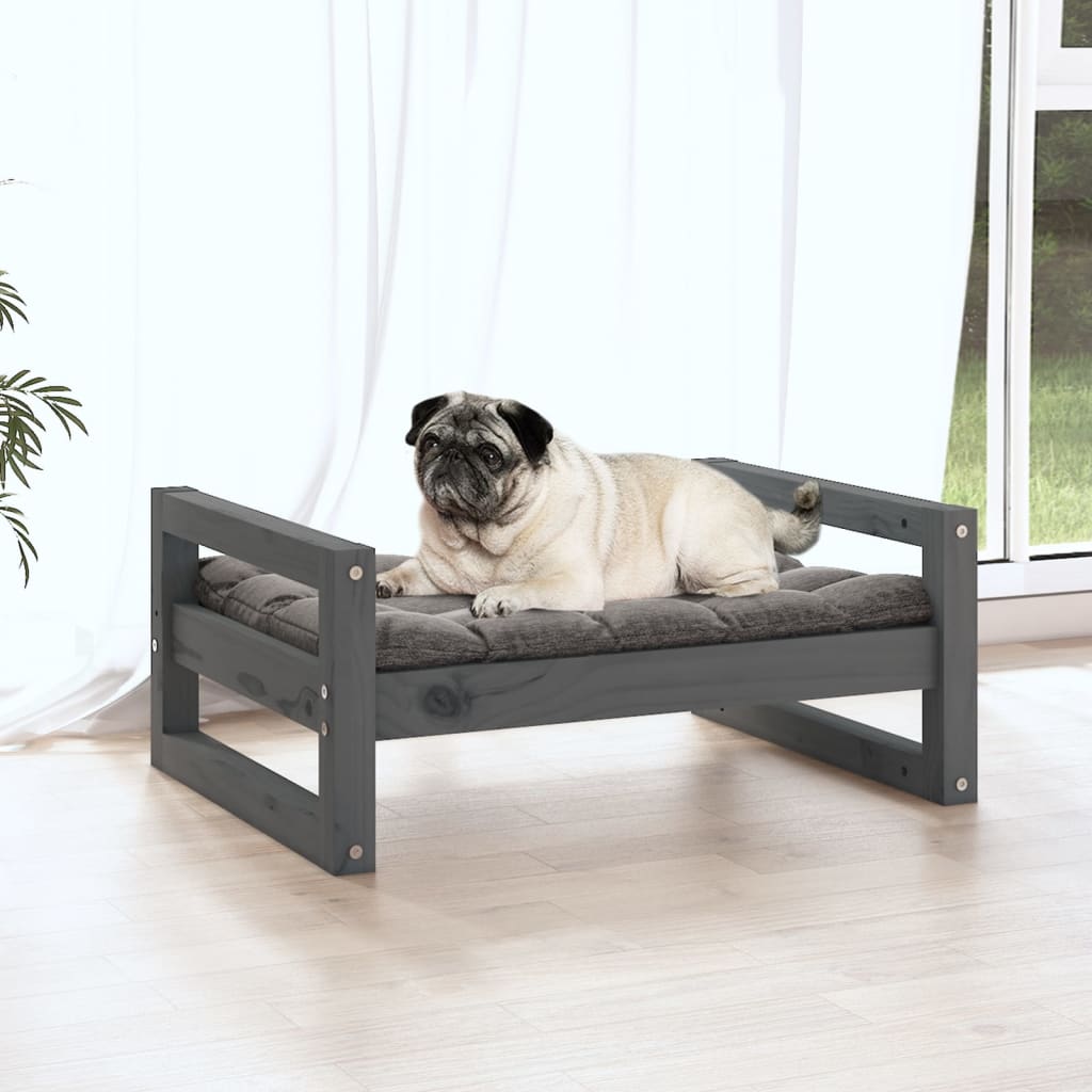Vidaxl hondenmand 65,5x50,5x28 cm massief groenenhout grijs