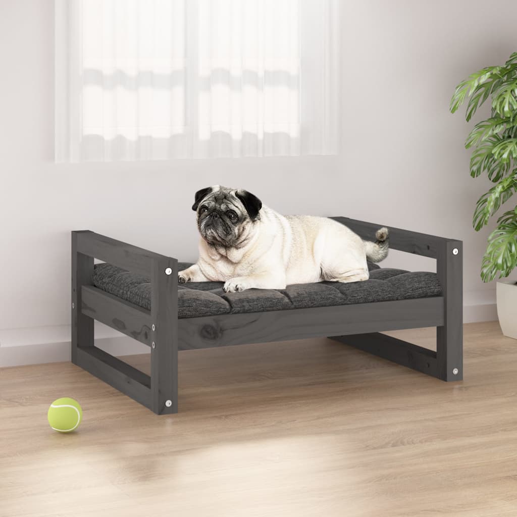 Vidaxl hondenmand 65,5x50,5x28 cm massief groenenhout grijs