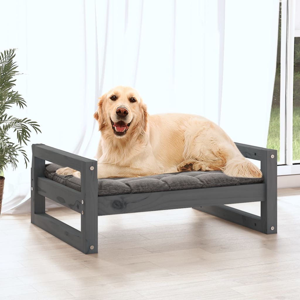 VidaXL Hondenmand 75,5x55,5x28 cm massief groenenhout grijs