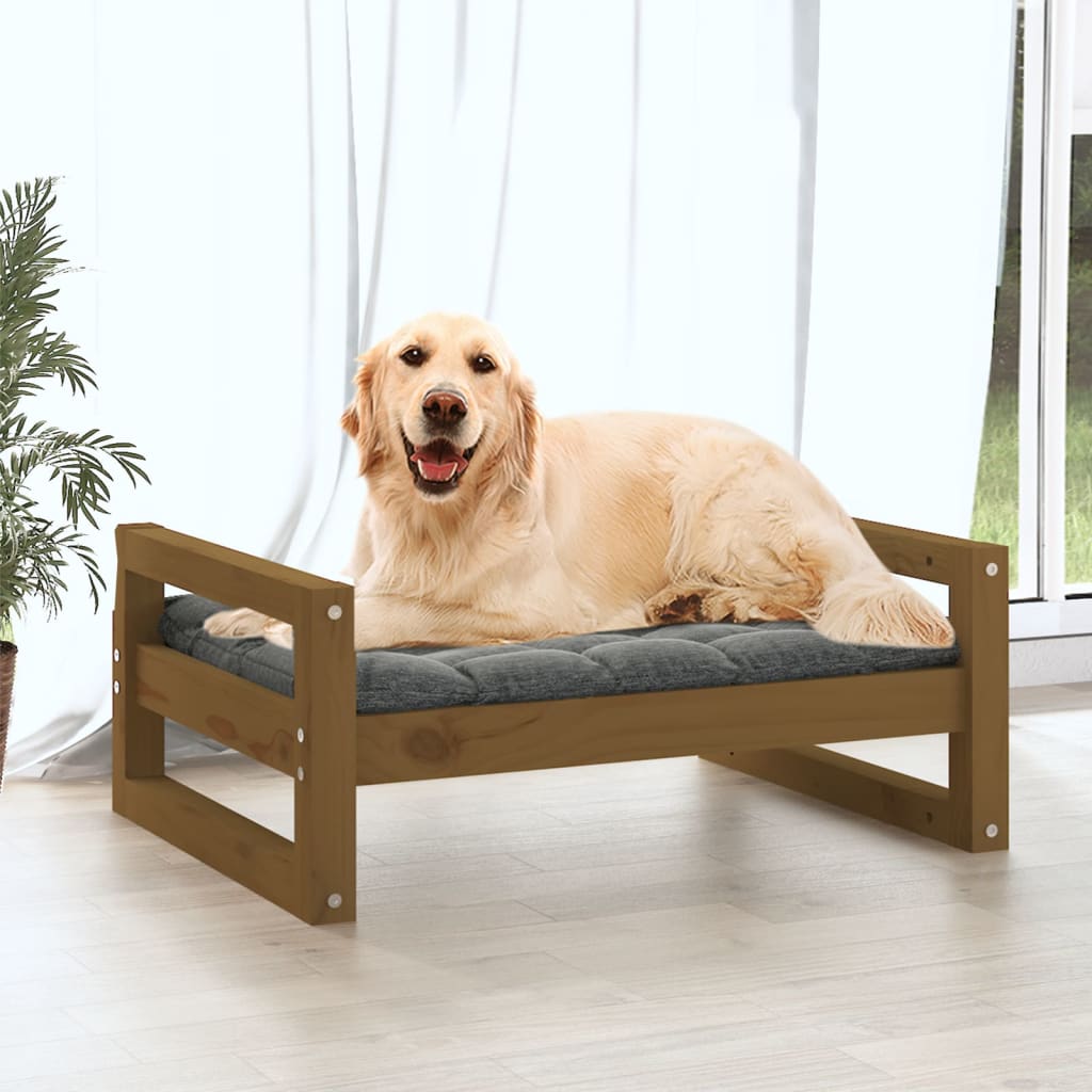 Vidaxl hondenmand 75,5x55,5x28 cm massief groenhout honingbruin