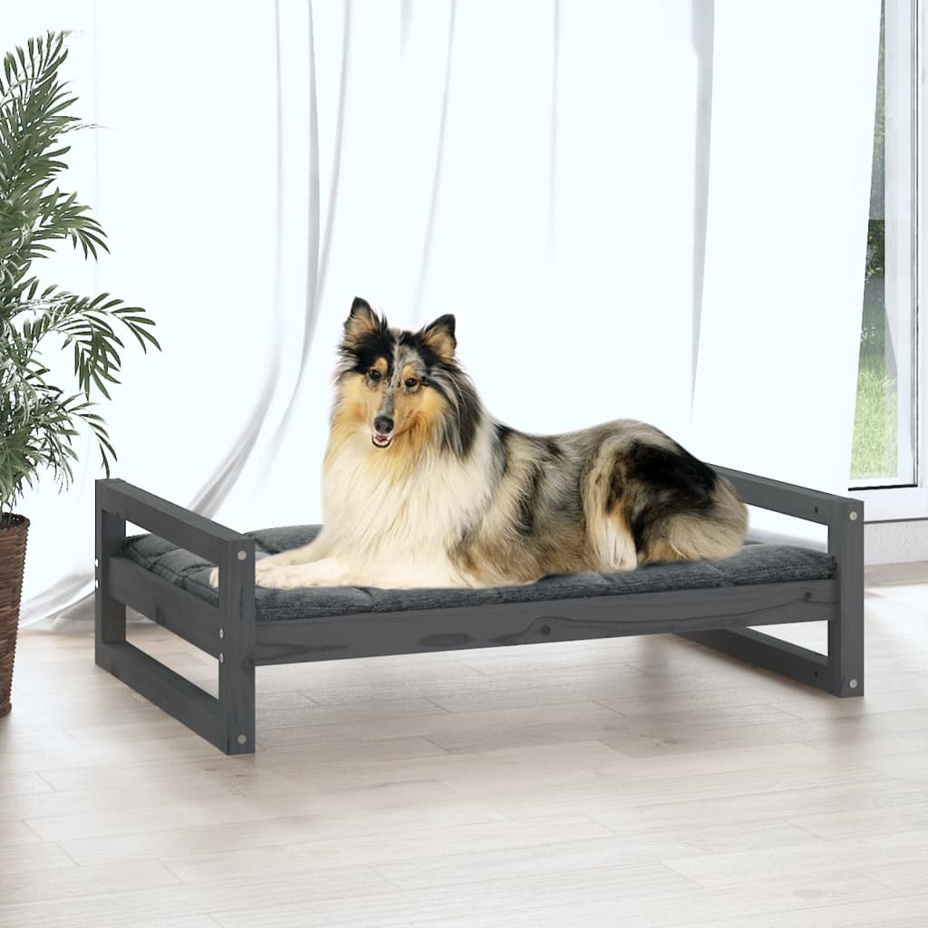 Vidaxl hondenmand 95,5x65,5x28 cm massief groenenhout grijs