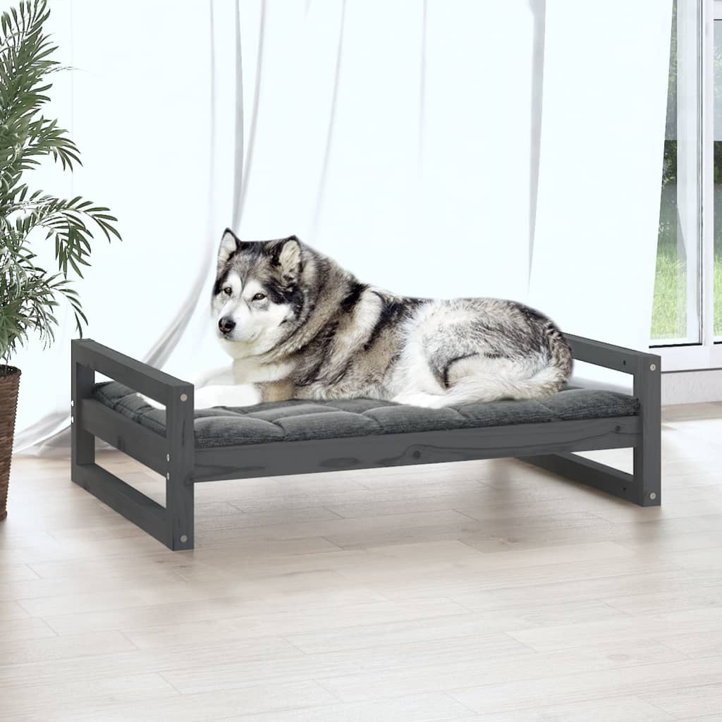 Vidaxl hondenmand 105,5x75,5x28 cm massief groenenhout grijs