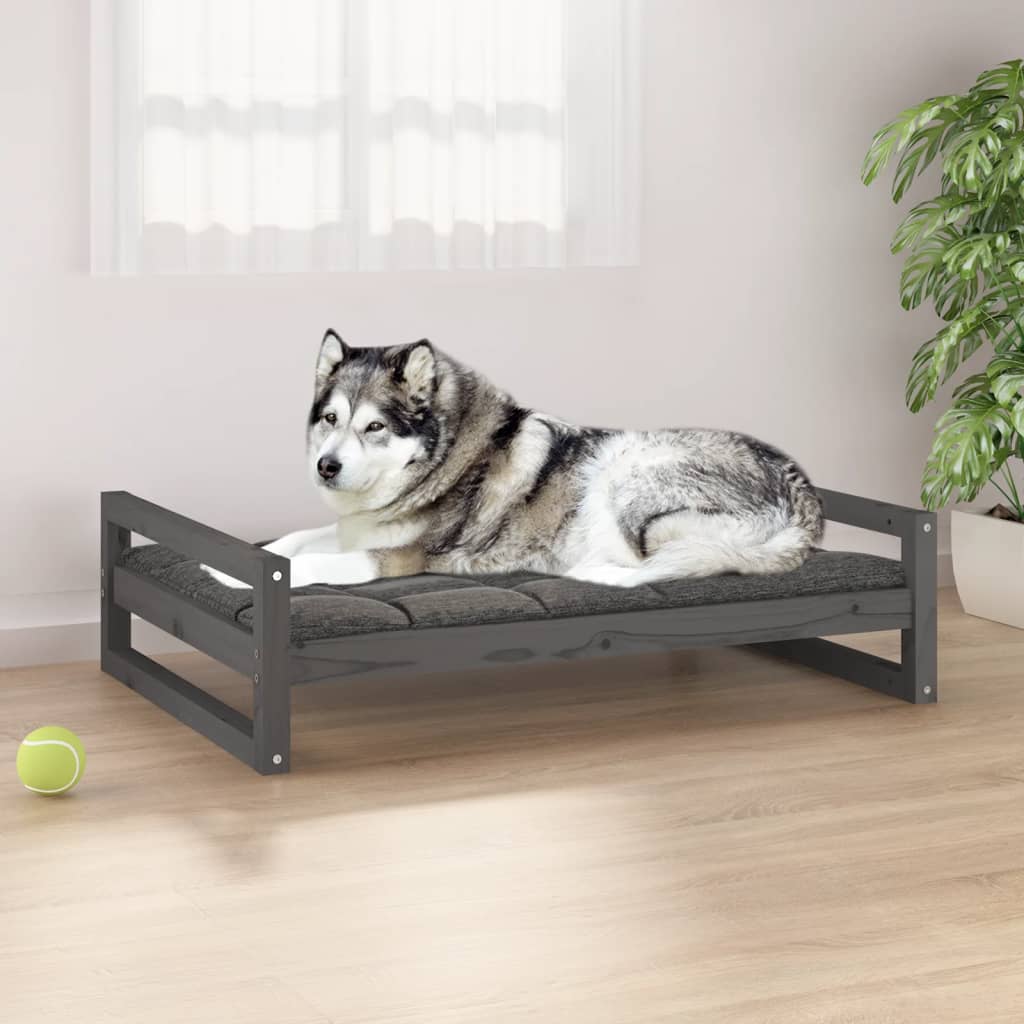 Vidaxl hondenmand 105,5x75,5x28 cm massief groenenhout grijs