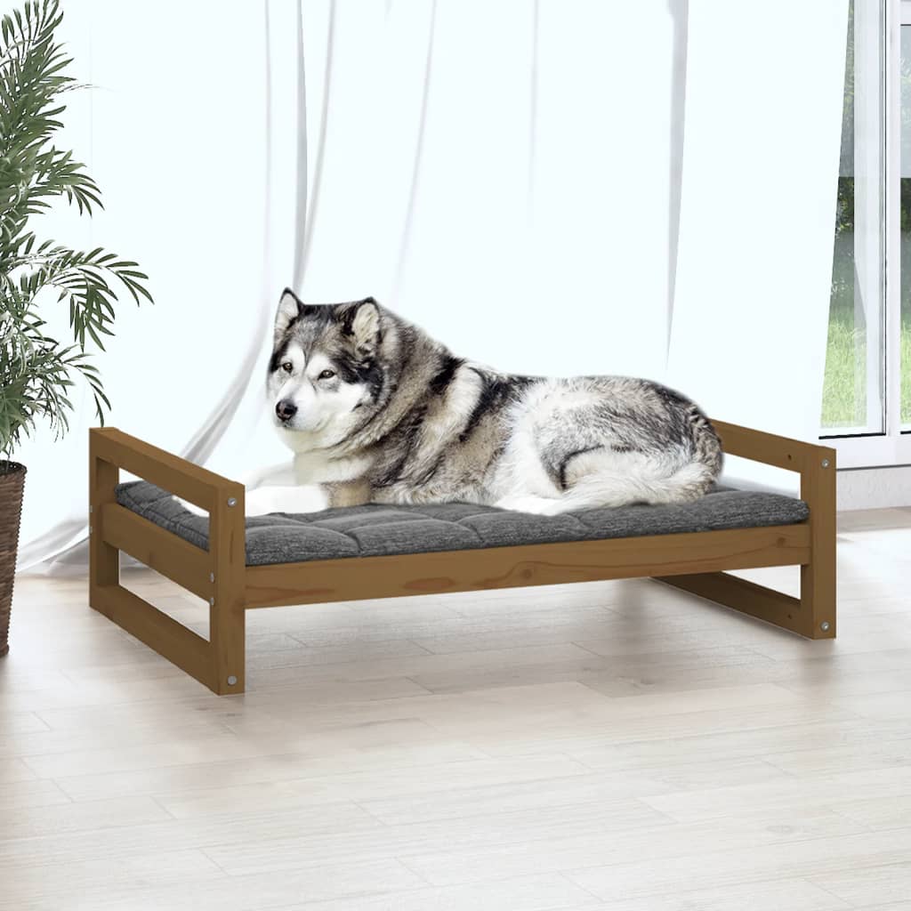 Vidaxl hondenmand 105,5x75,5x28 cm massief groenhout honingbruin