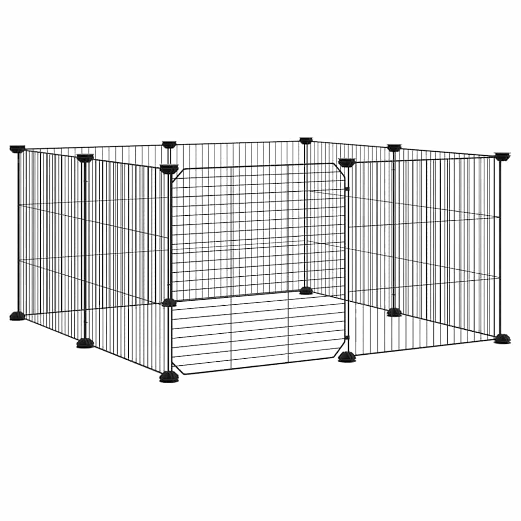 Vidaxl huisdierkooi met 8 panelen en deur, zwart 35x35 cm staal