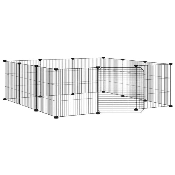 Vidaxl huisdierkooi met 12 panelen en deur, zwart 105x105x35 cm staal
