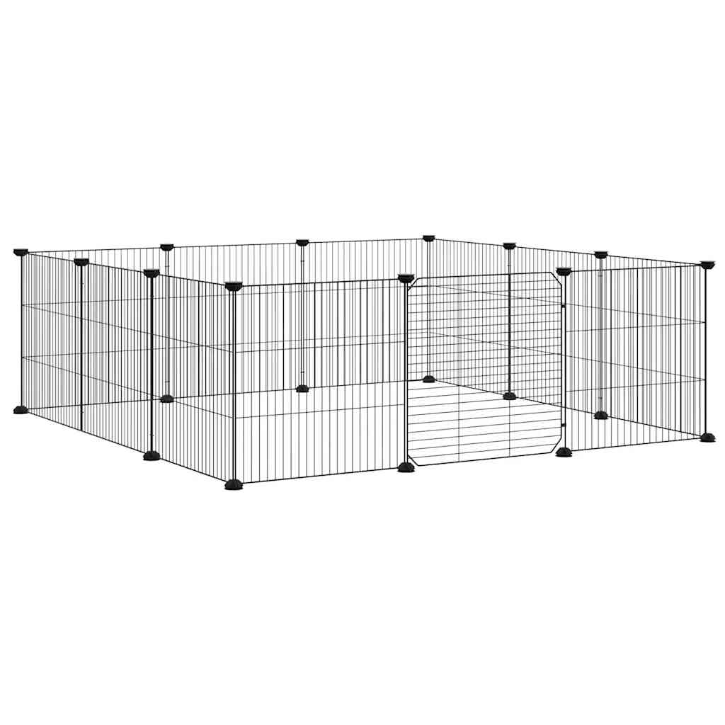 Vidaxl huisdierkooi met 12 panelen en deur, zwart 35x35 cm staal