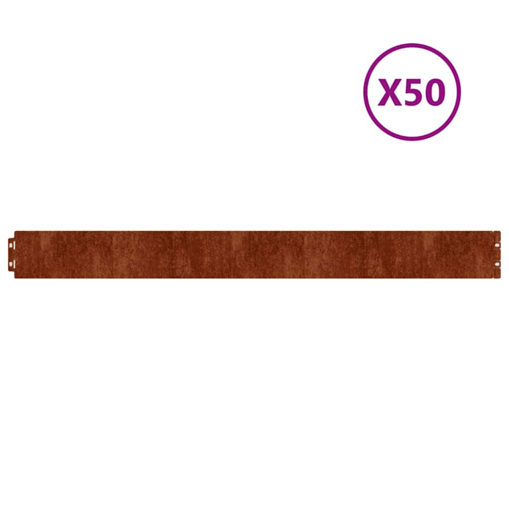 Vidaxl gazonranden 50 stuks 10x103 cm flexibel cortenstaal