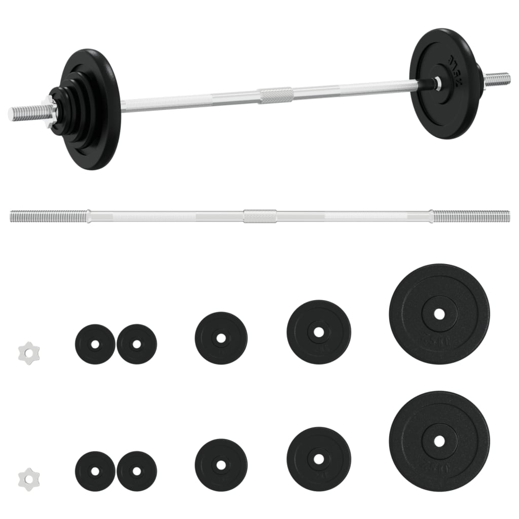 VidaXL Halster met gewichten 30 kg gietijzer