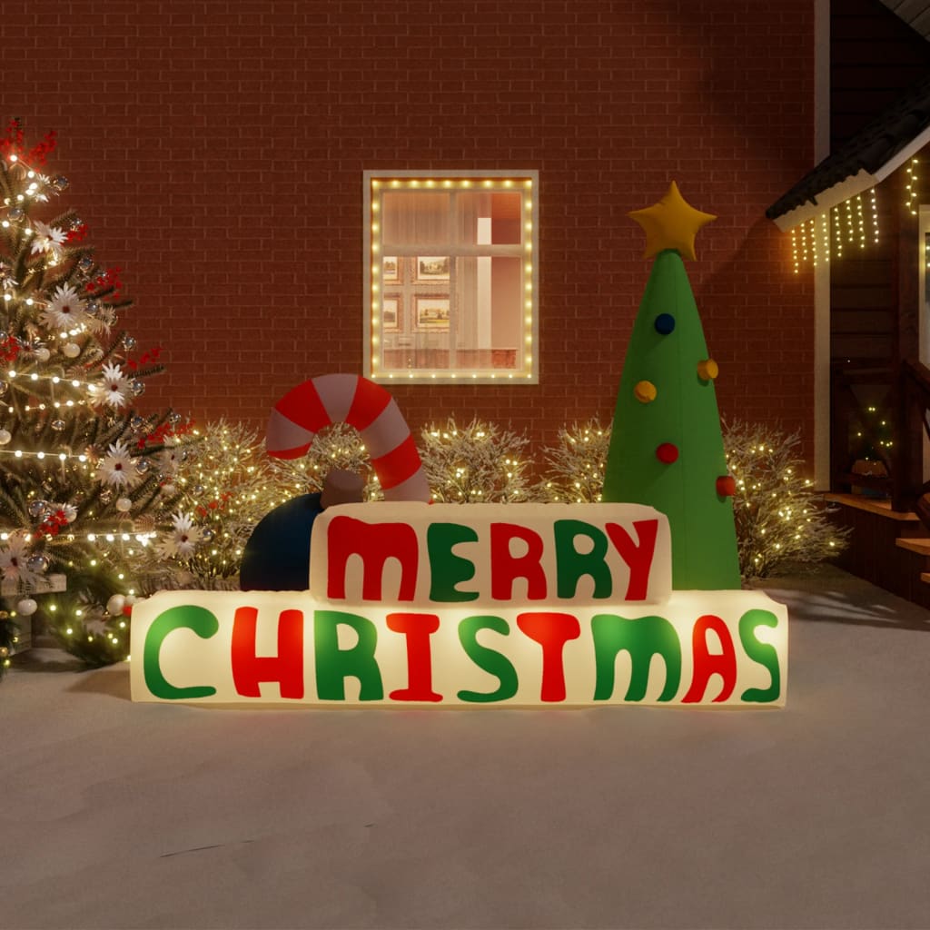 Vidaxl decoratie vrolijk kerstfeest met led's opblaasbaar 197 cm