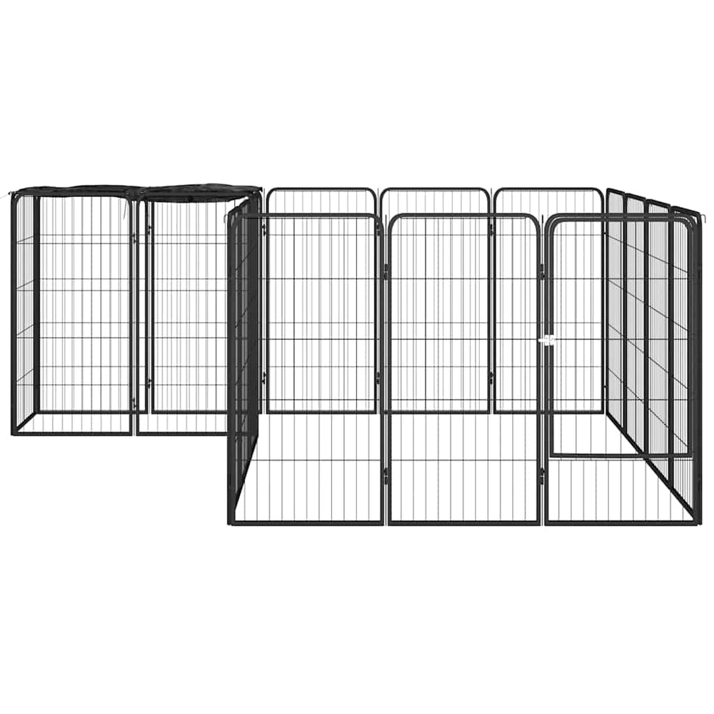 Vidaxl hondenkennel 18 panelen 50 x 100 cm gepoedercoat staal zwart