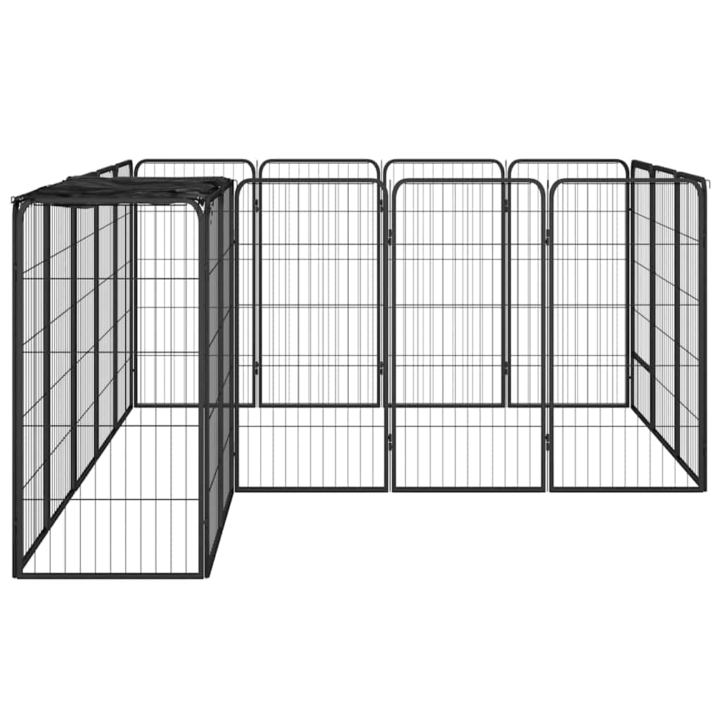 Vidaxl hondenkennel 18 panelen 50 x 100 cm gepoedercoat staal zwart