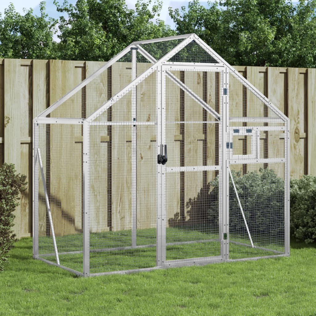 Vidaxl volière 179x100x185m aluminium zilverkleurig