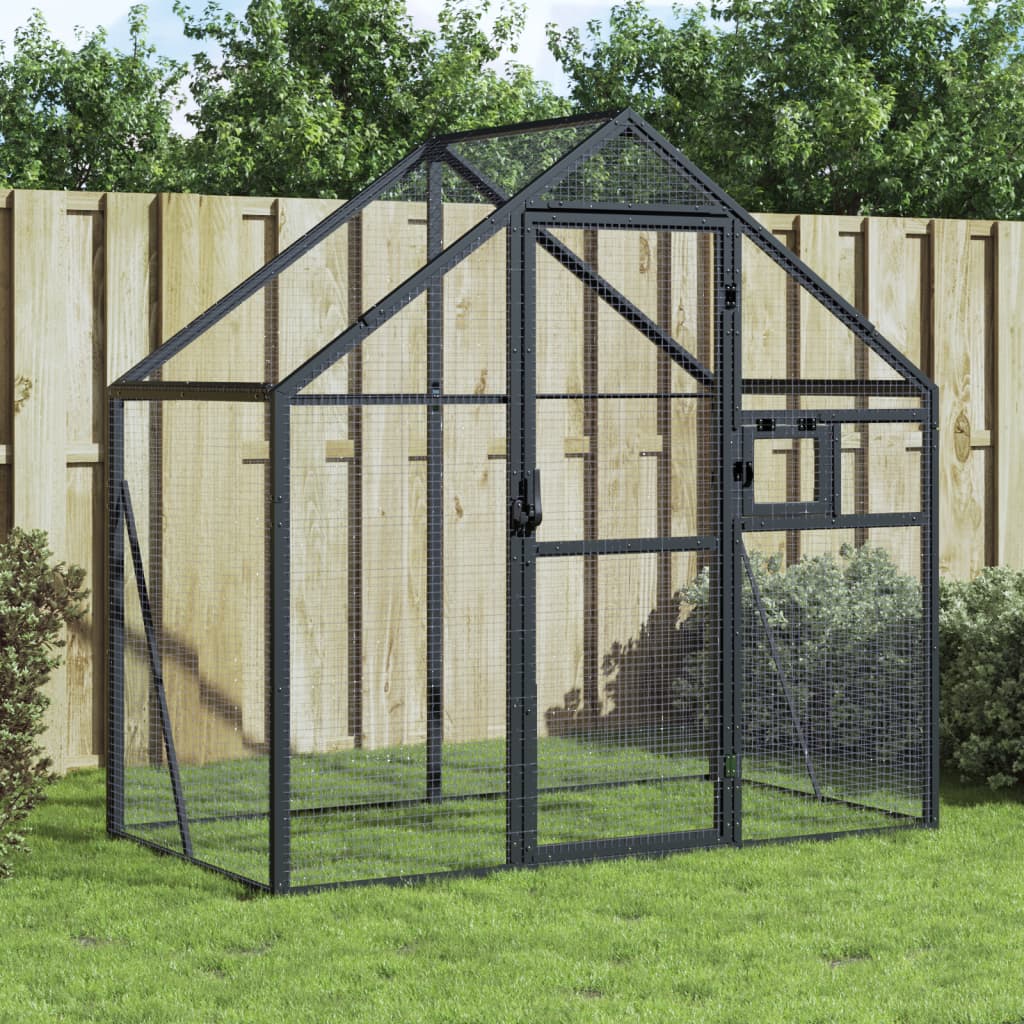Vidaxl volière 179x100x185m aluminium antracietkleurig