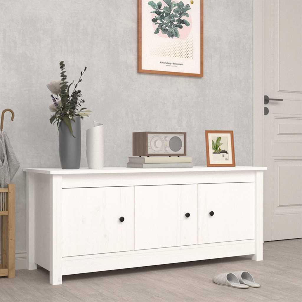 Vidaxl schoenenkast 110x38x45,5 cm massief groenhout wit