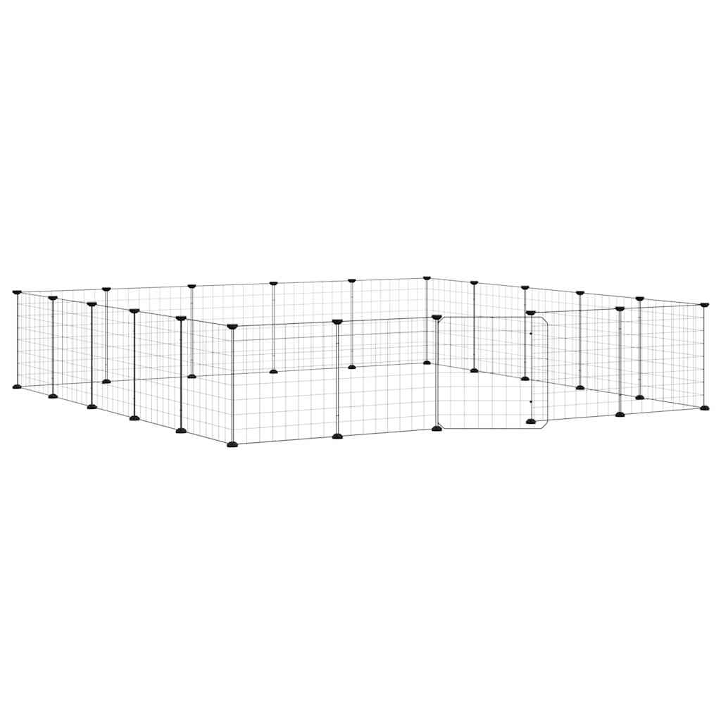 Vidaxl huisdierenkooi met deur 20 panelen 35x35 cm staal zwart