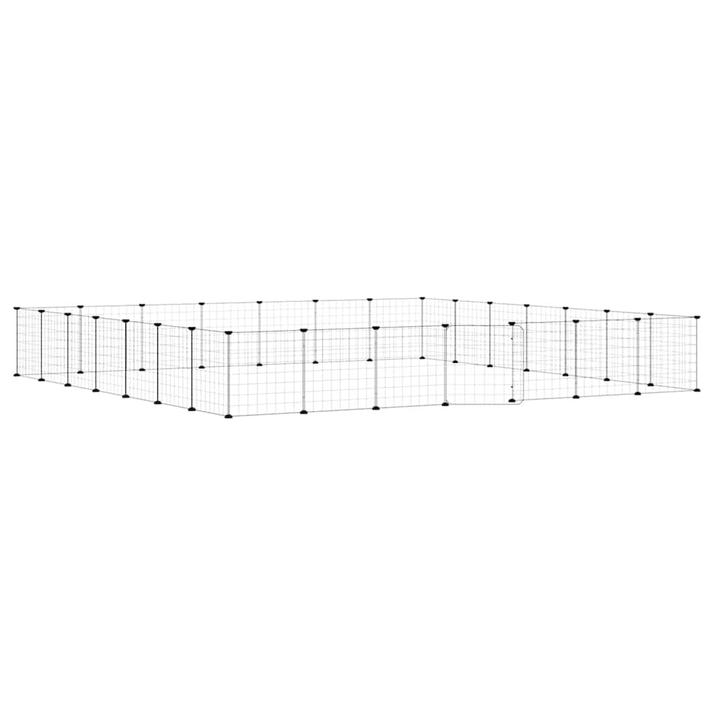 Vidaxl huisdierenkooi met deur 28 panelen 35x35 cm staal zwart
