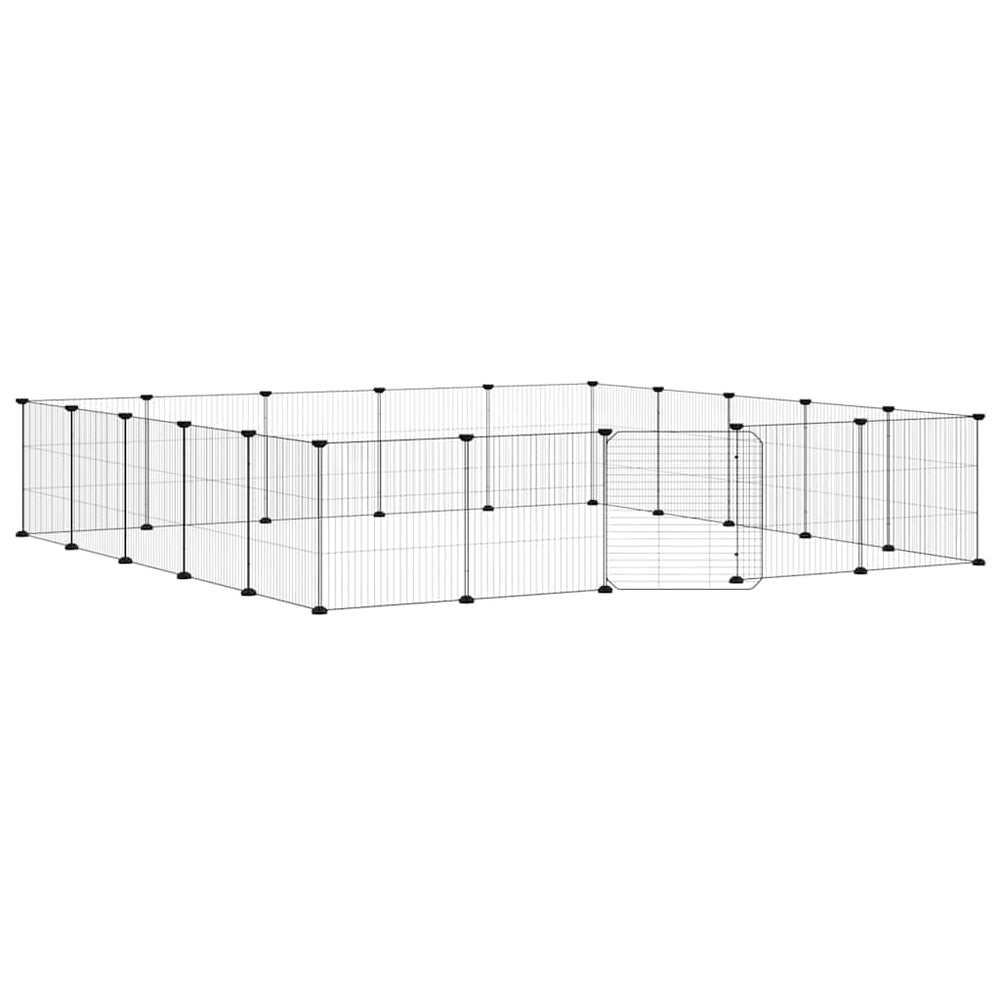 Vidaxl huisdierenkooi met deur 20 panelen 35x35 cm staal zwart