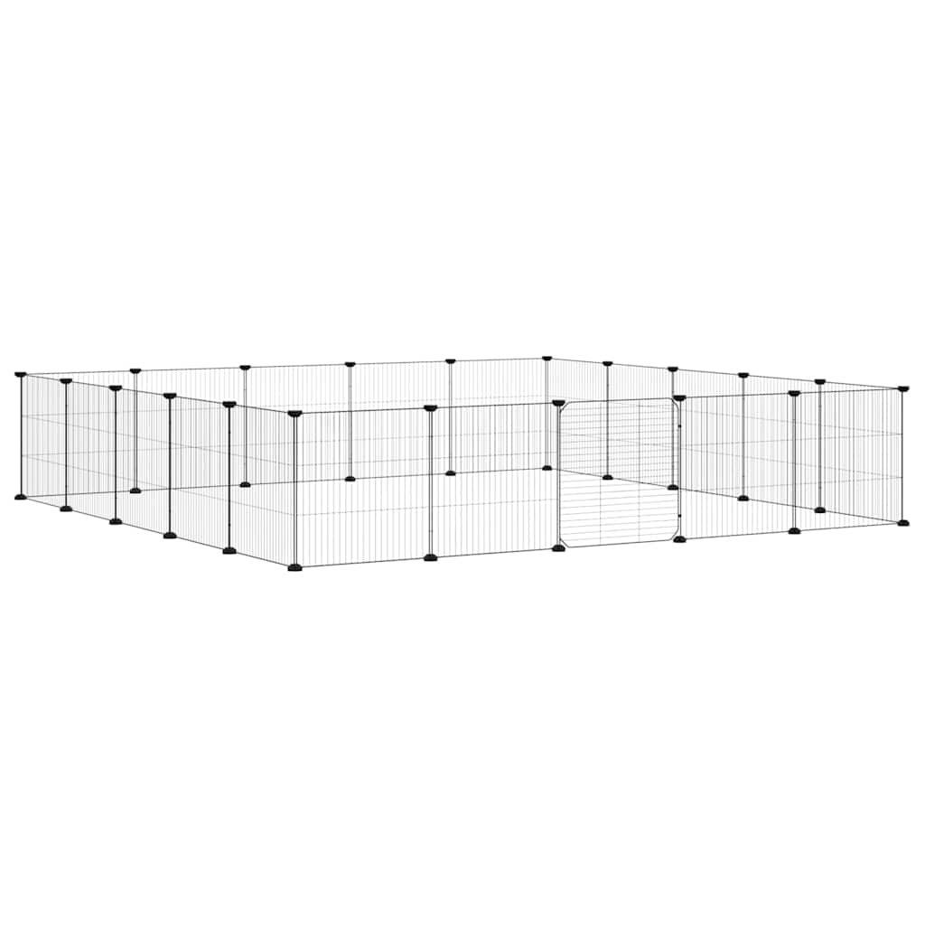 Vidaxl huisdierenkooi met deur 20 panelen 35x35 cm staal zwart