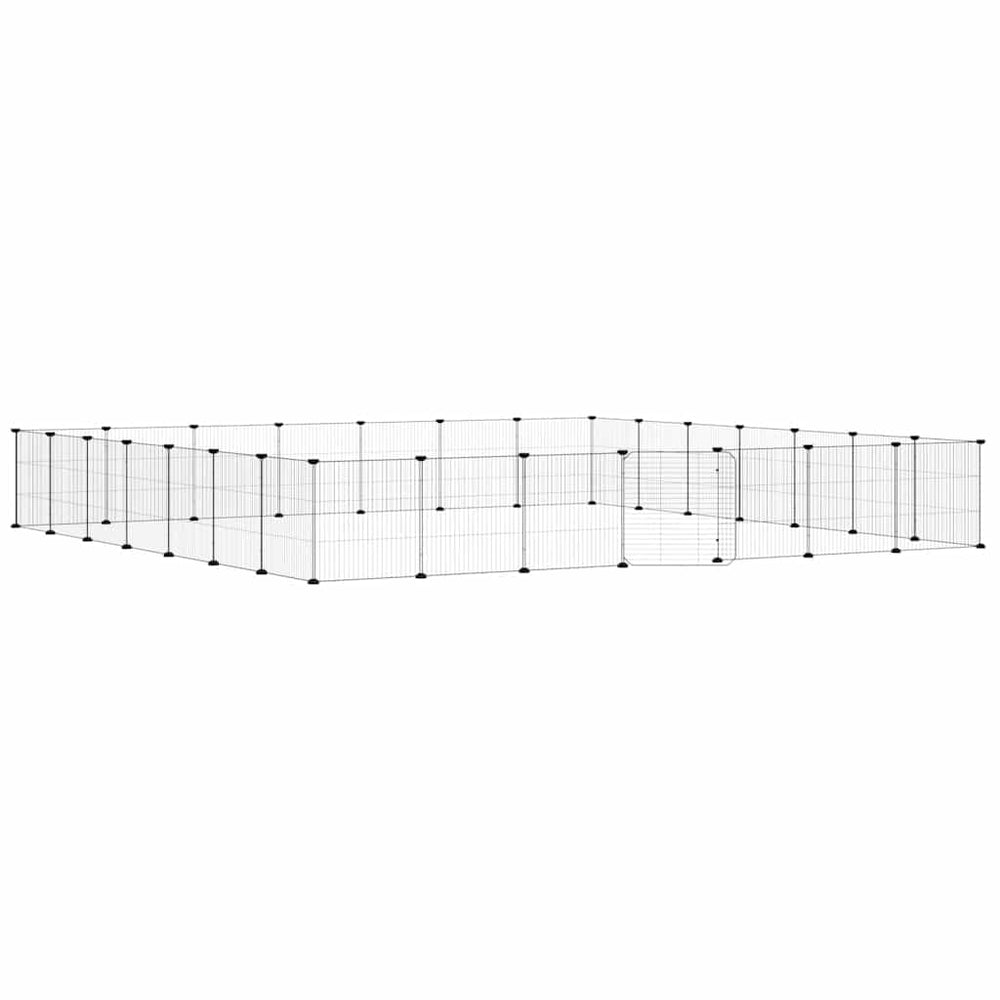 Vidaxl huisdierenkooi met deur 28 panelen 35x35 cm staal zwart