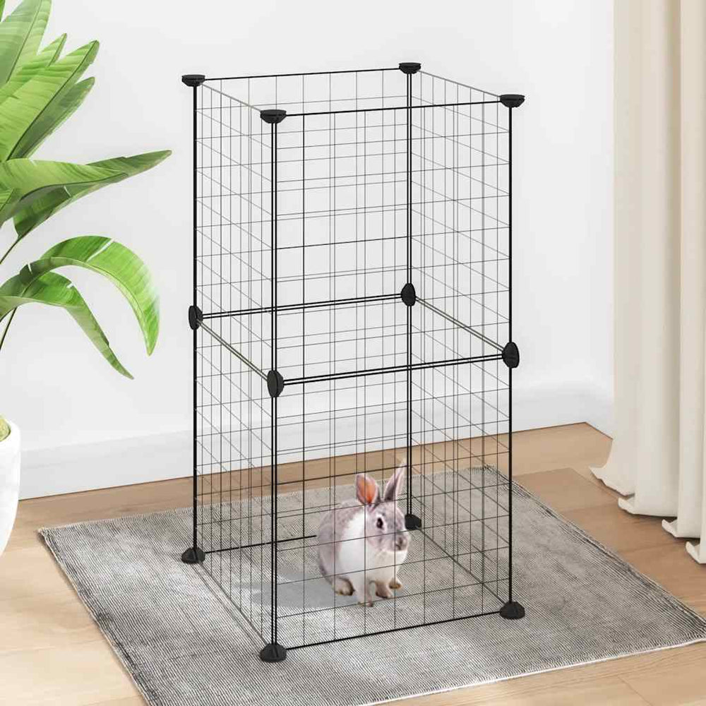 Vidaxl huisdierenkooi met 8 panelen 35x35 cm staal zwart