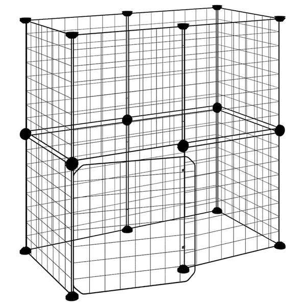 Vidaxl huisdierenkooi met deur 12 panelen 70x35x70 cm staal zwart