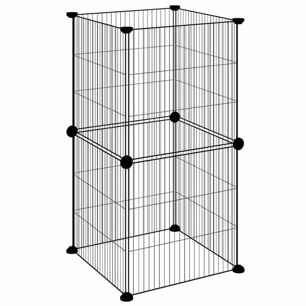 Vidaxl huisdierenkooi met 8 panelen 35x35x70 cm staal zwart