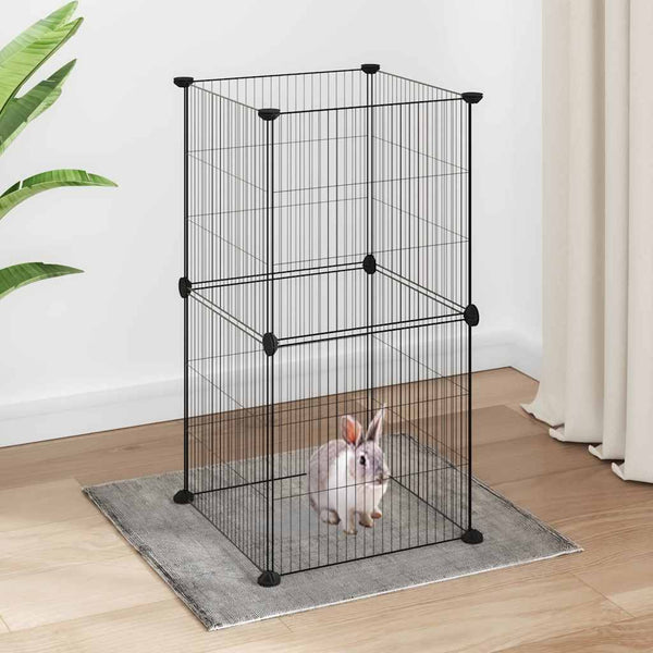 Vidaxl huisdierenkooi met 8 panelen 35x35x70 cm staal zwart
