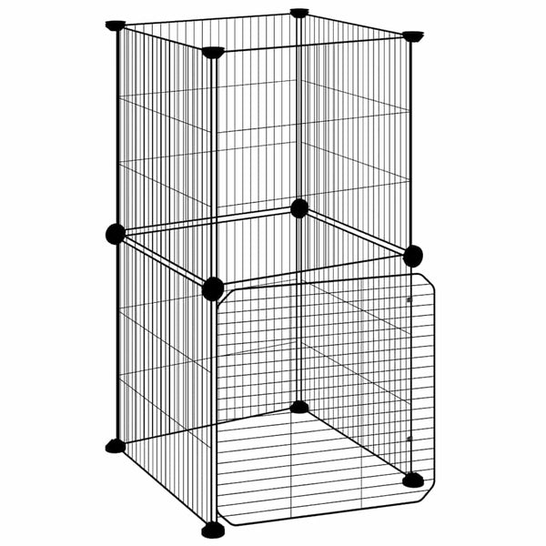 Vidaxl huisdierenkooi met deur 8 panelen 35x35x70 cm staal zwart