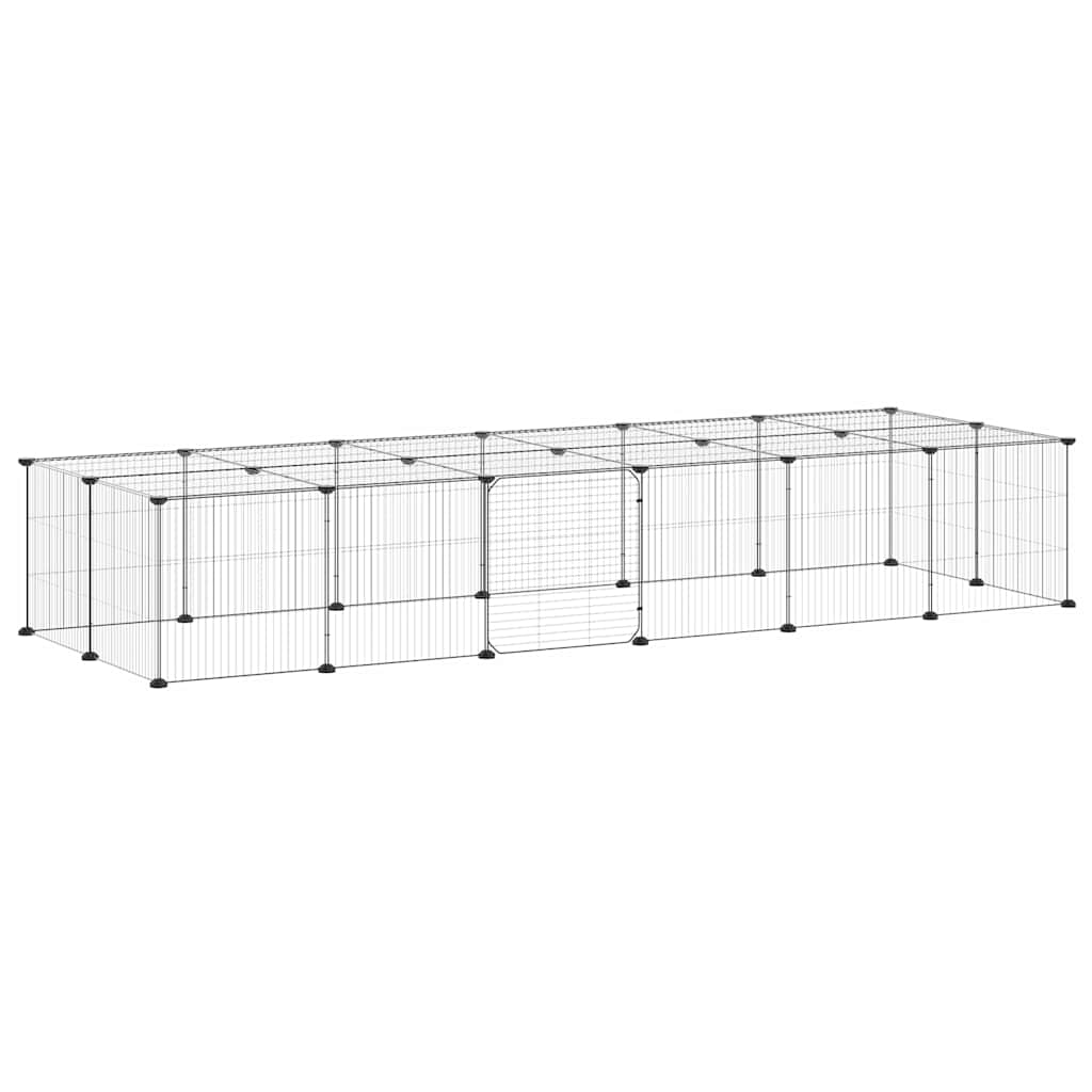 Vidaxl huisdierenkooi met deur 28 panelen 35x35 cm staal zwart
