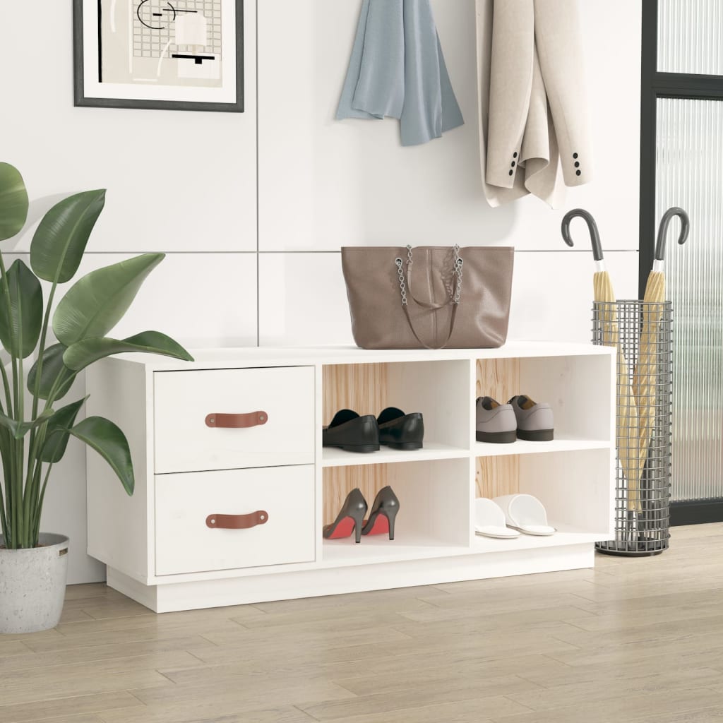 Vidaxl schoenenbank 100x34x45 cm massief groenenhout wit