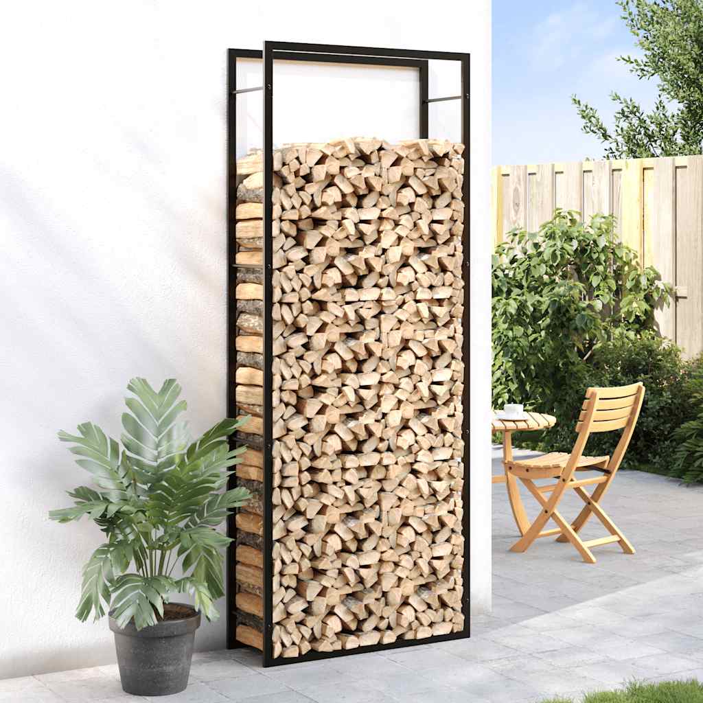 Vidaxl haardhoutrek matzwart 80x28x222 cm staal