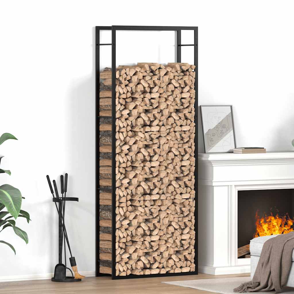 Vidaxl haardhoutrek matzwart 80x28x222 cm staal