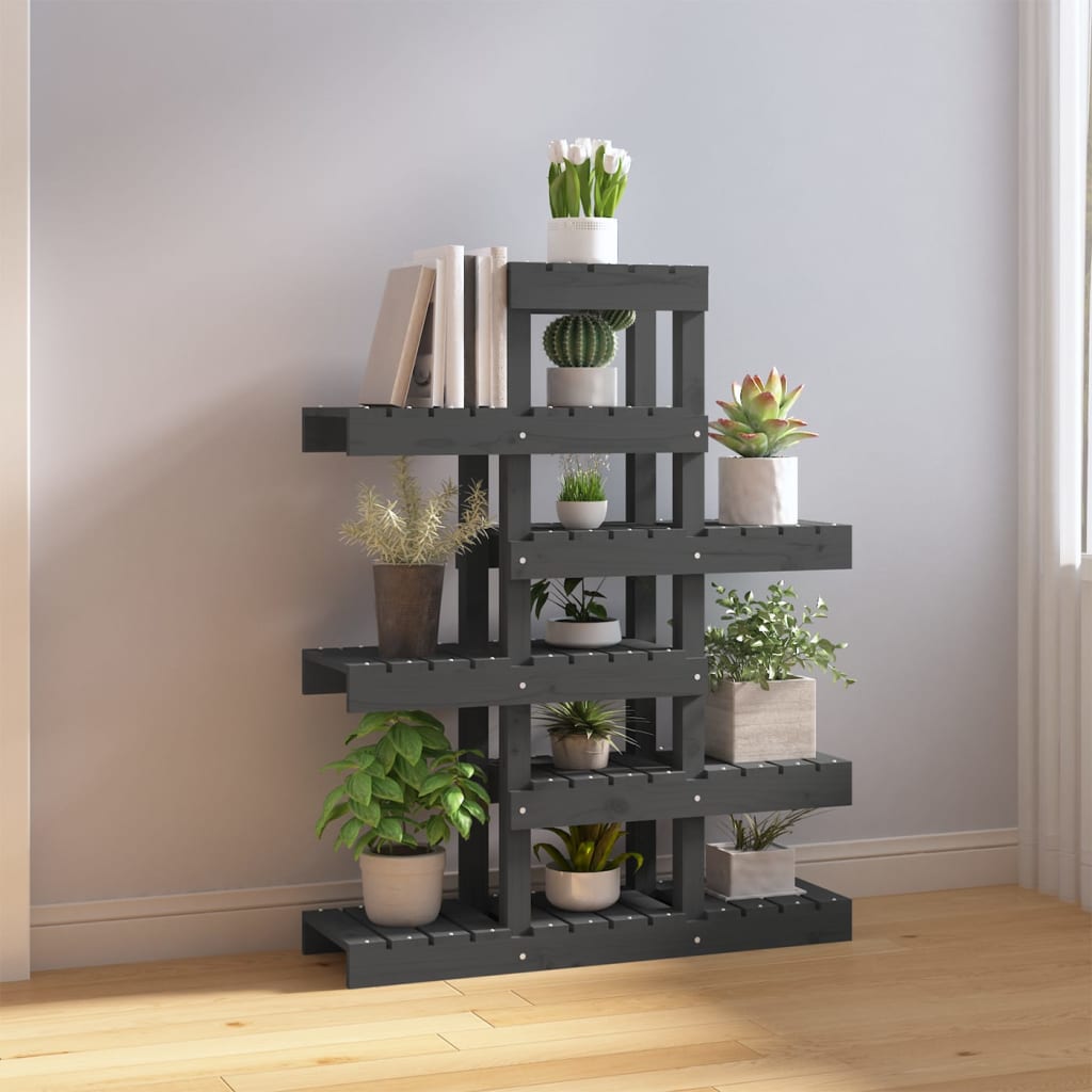 Vidaxl plantenstandaard 85x25x109,5 cm massief groenenhout grijs