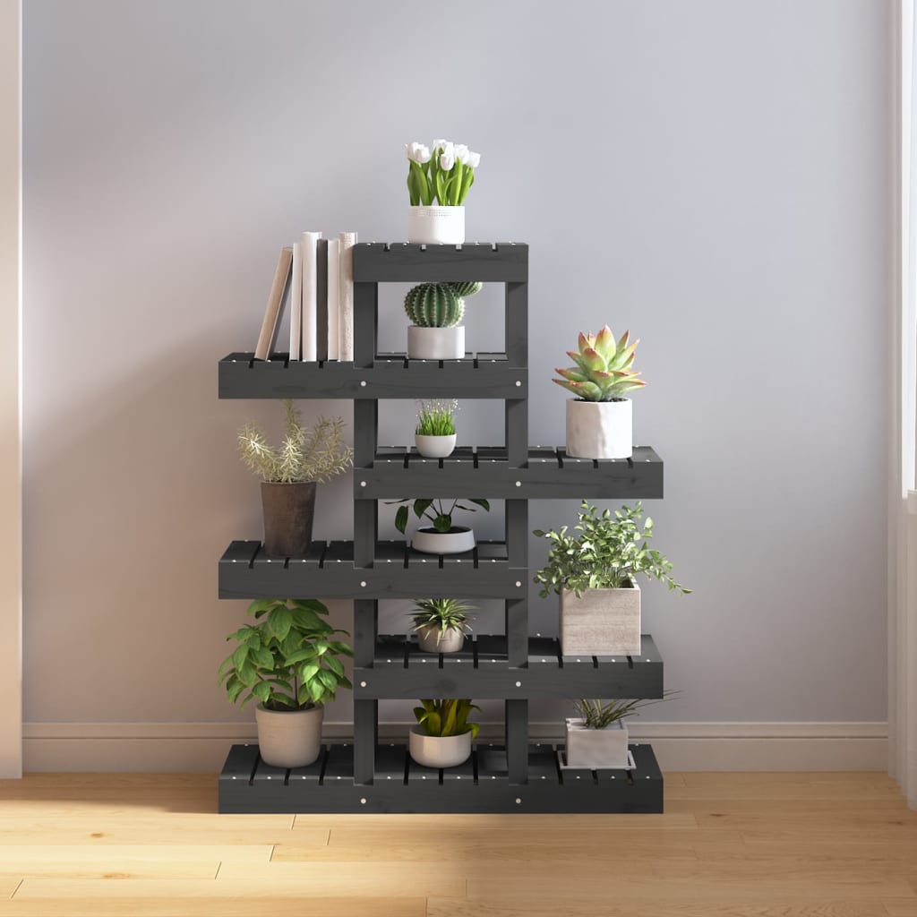 Vidaxl plantenstandaard 85x25x109,5 cm massief groenenhout grijs