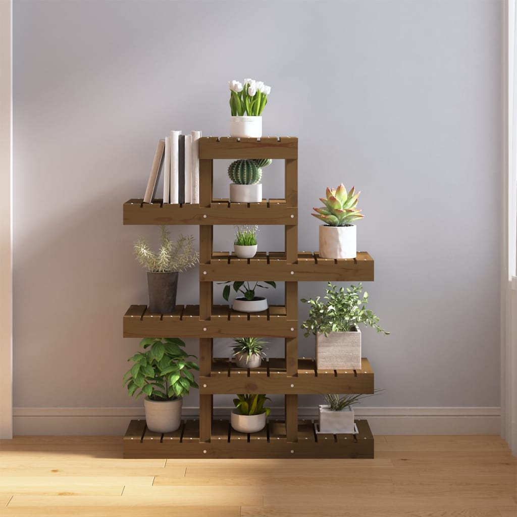 Vidaxl plantenstandaard 85x25x109,5 cm massief groenhout honingbruin