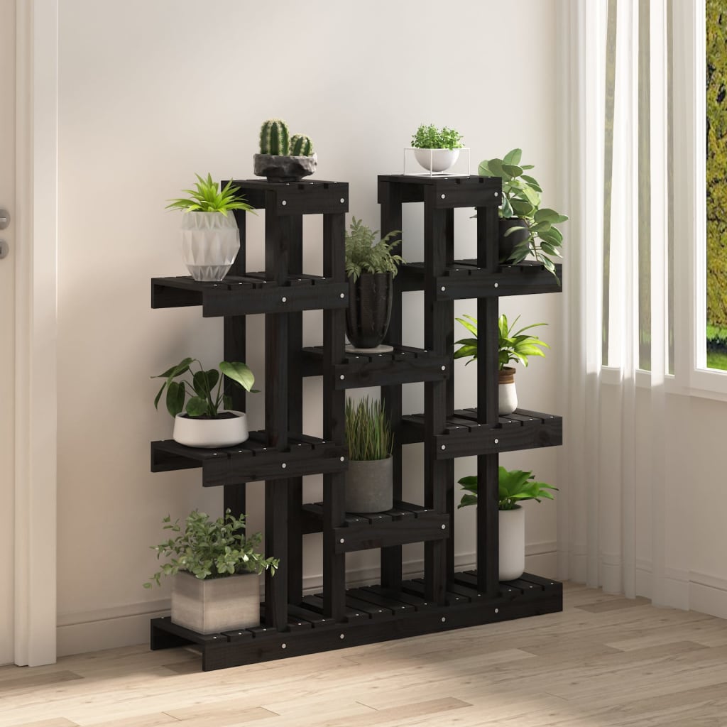 Vidaxl plantenstandaard 104,5x25x109,5 cm massief groenenhout zwart