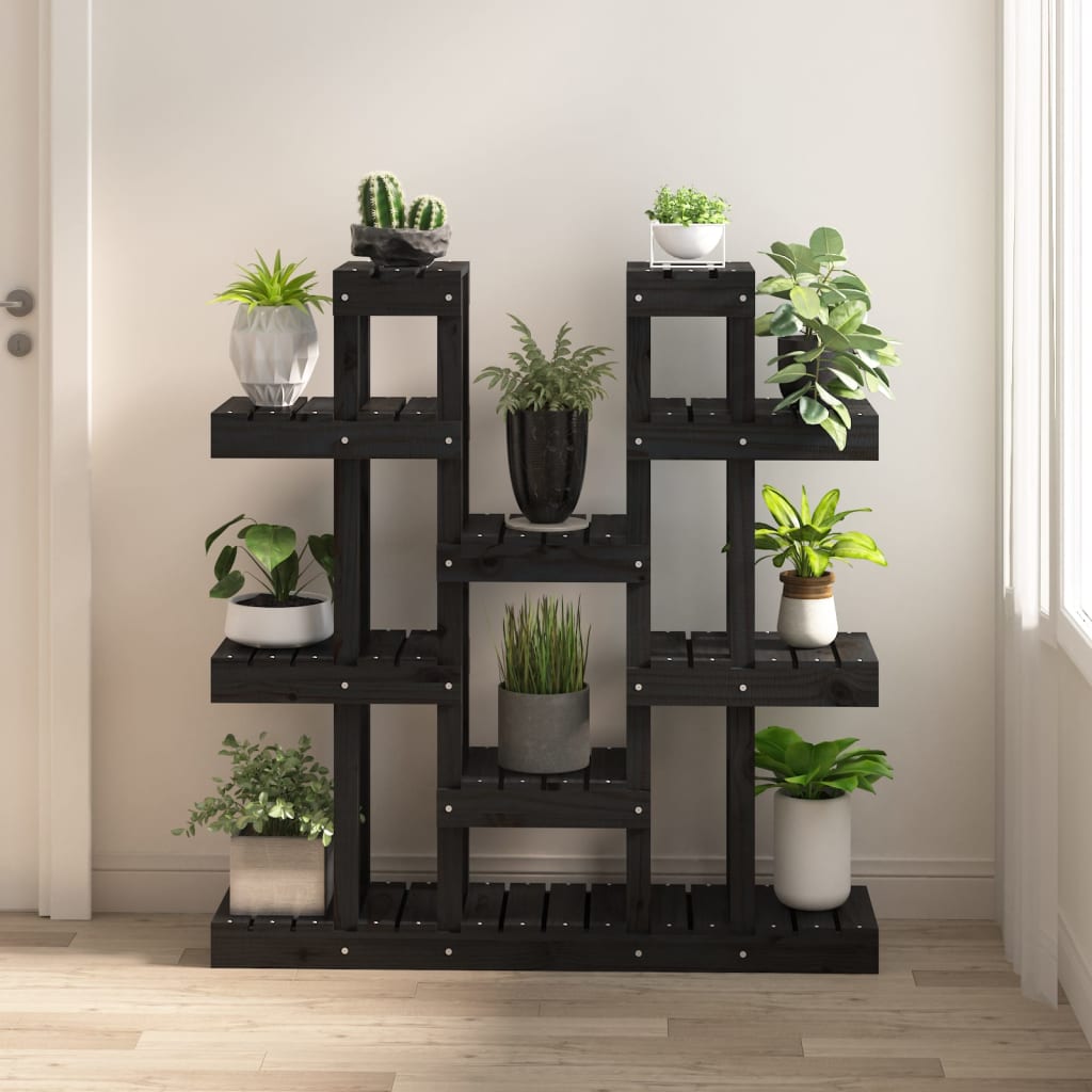 Vidaxl plantenstandaard 104,5x25x109,5 cm massief groenenhout zwart