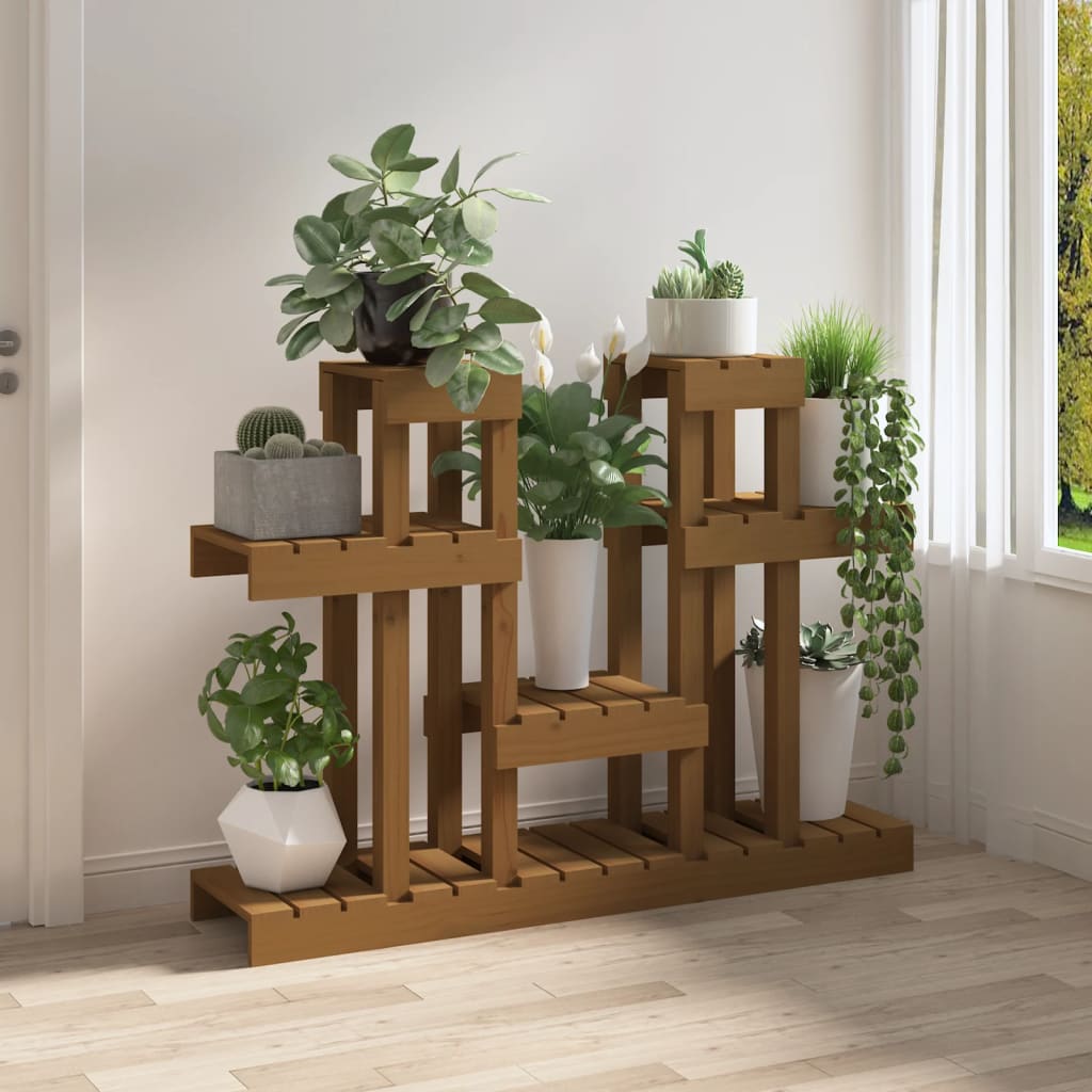 VidaXL Plantenstandaard 104,5x25x77,5cm massief groenhout honingbruin