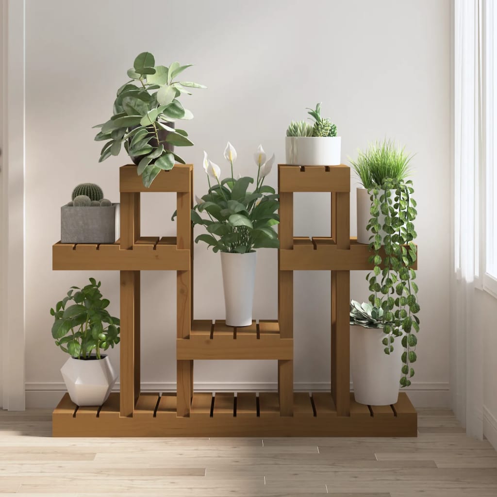 VidaXL Plantenstandaard 104,5x25x77,5cm massief groenhout honingbruin